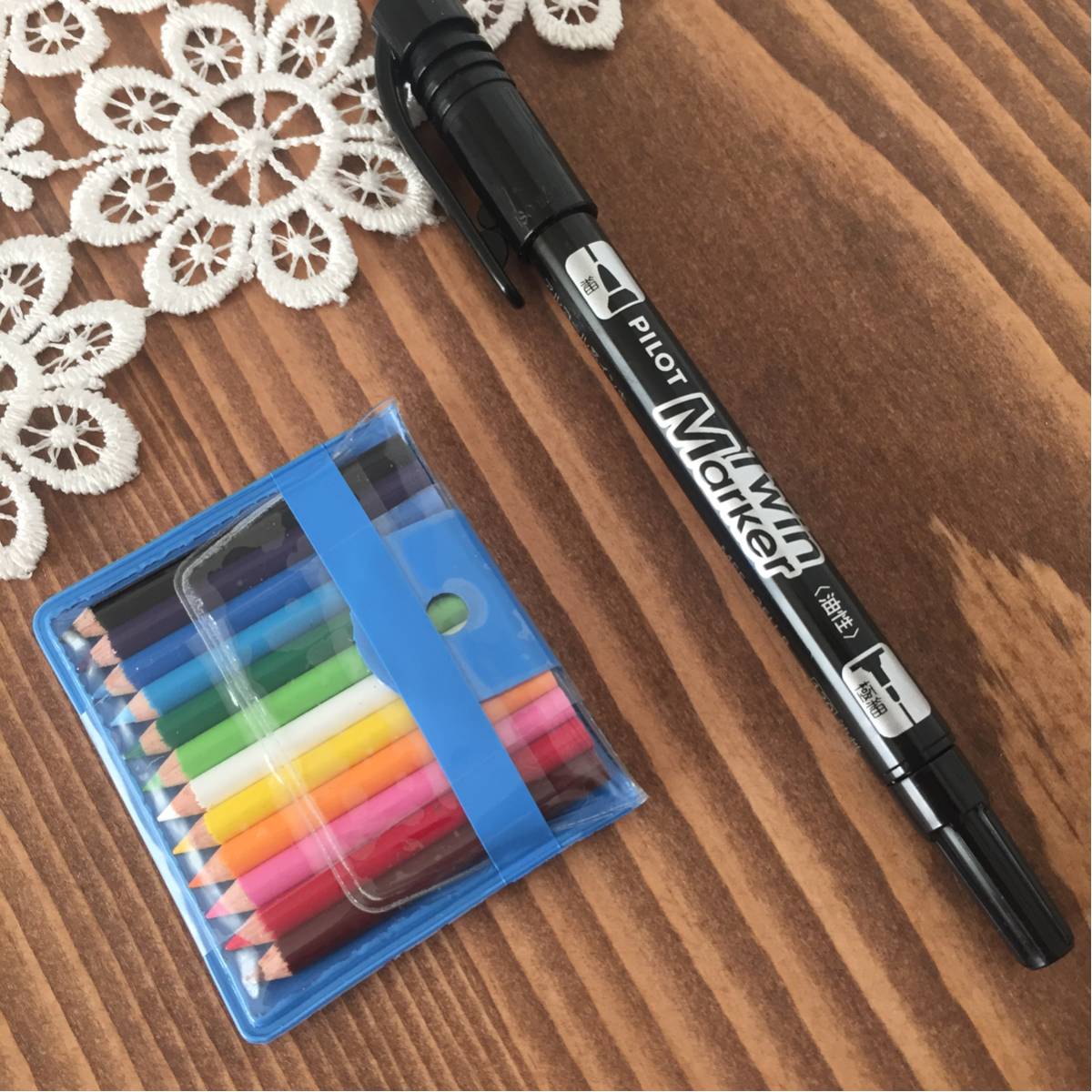 ミニチュア 色鉛筆 文具 日本製 送料120円 鉛筆 青_画像2