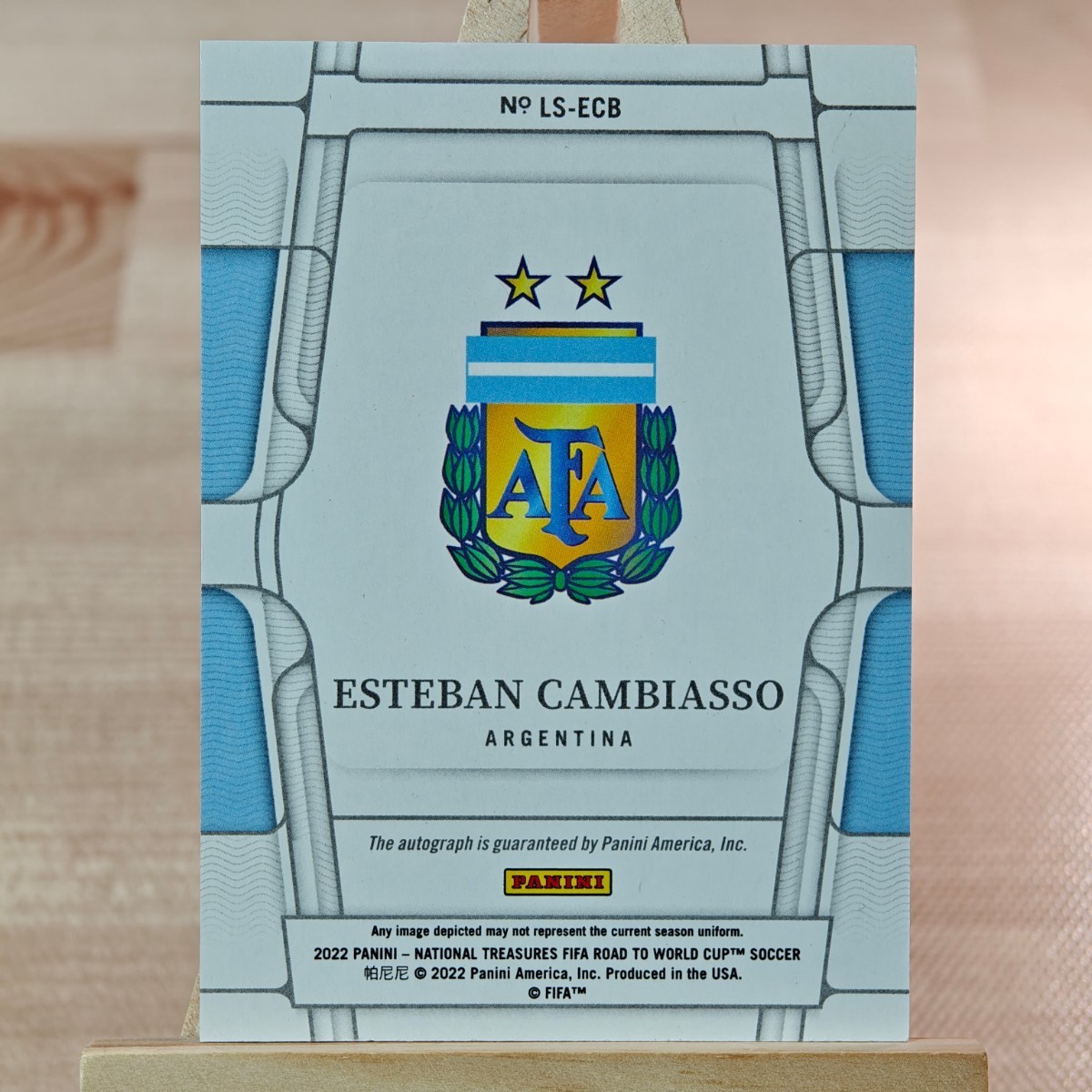 49枚限定 エステバン・カンビアッソ 2022 Panini National Treasures World Cup Soccer Esteban Cambiasso AUTO 09/49 直筆サインカード_画像2