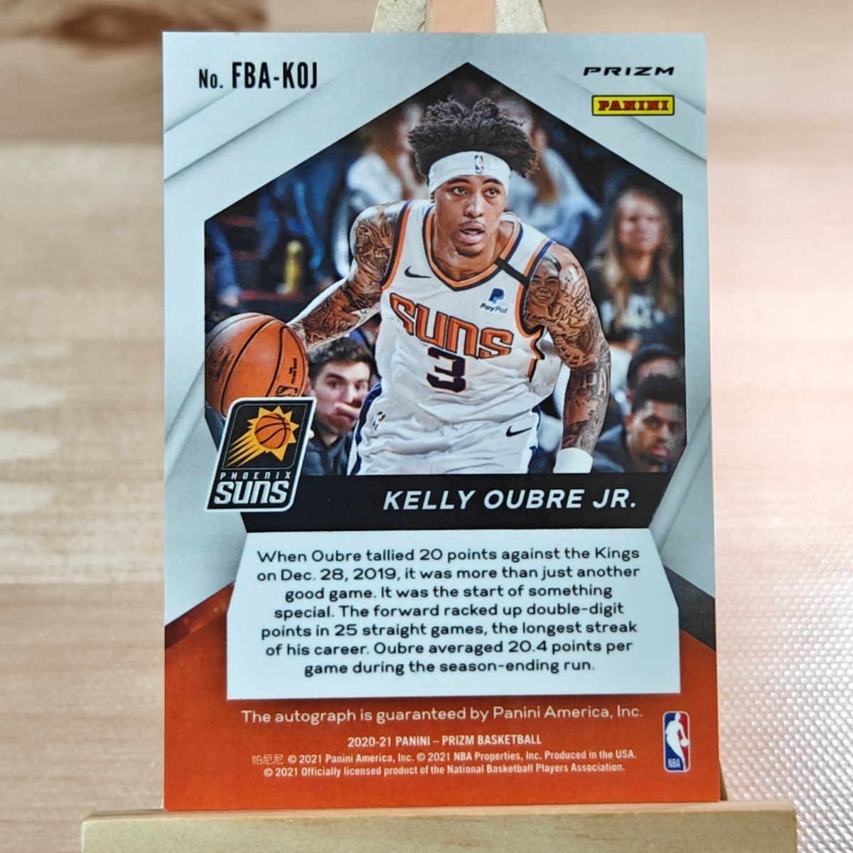 ケリー・ウーブレ・ジュニア 2020-21 Panini Prizm Fast Break Auto Kelly Oubre Jr Auto 直筆サインカード フェニックス・サンズの画像2