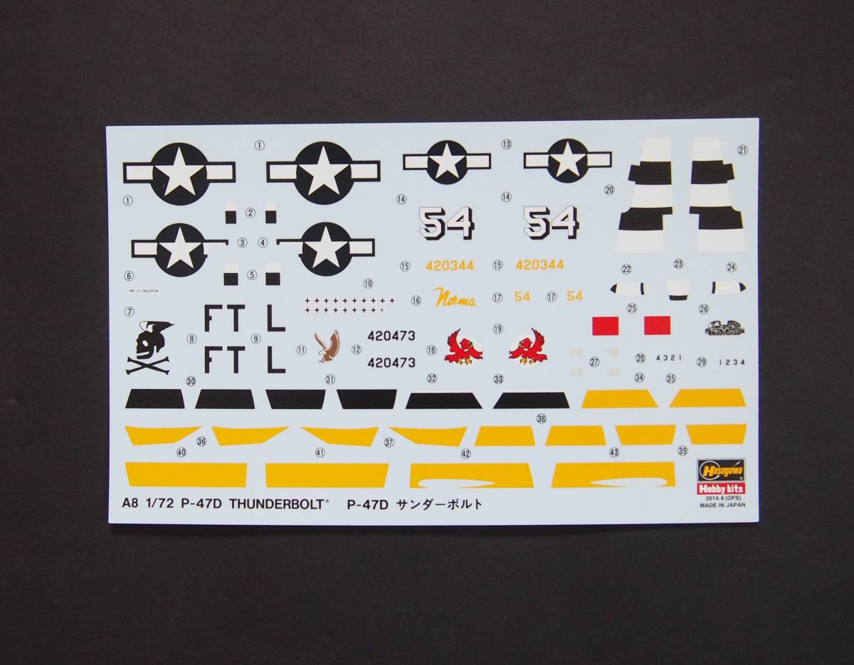☆ハセガワ1/72 P-47D サンダーボルト_きれいなデカールです。