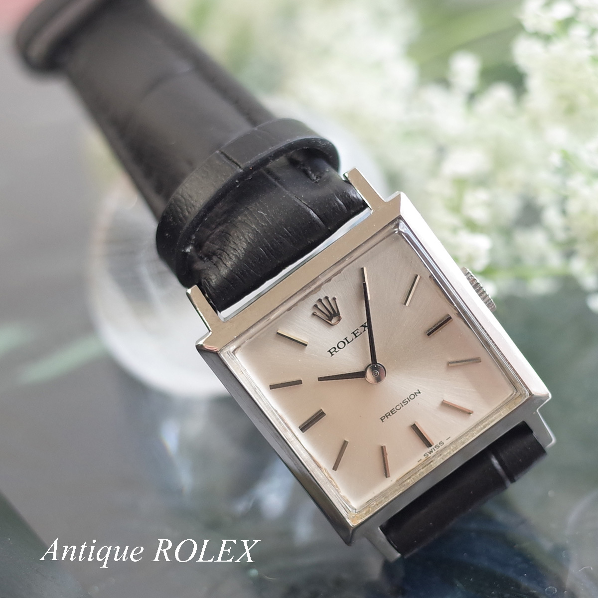 Rolex 2611 подсвеченный в 1974 году Precision SS Square Corner Antique Ladies Рукопись новым кожаным ремнем Watch Rolex OH 1 -летняя гарантия
