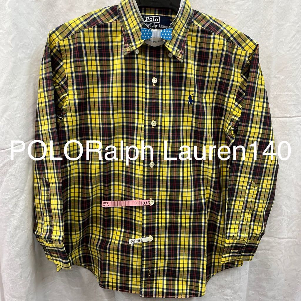 POLORalph Laurenチェックシャツ 長袖シャツ コットン イエロー ラルフローレン 春服_画像1