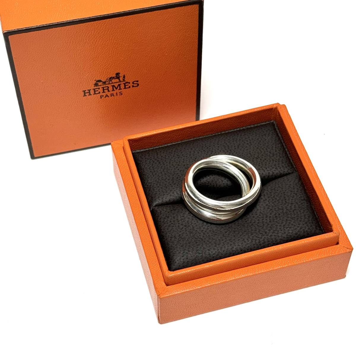 美品 HERMES エルメス Vertige ring ヴェルティージュ ドゥブルトゥール リング 指輪 シルバー Ag 925 二重 デザイン