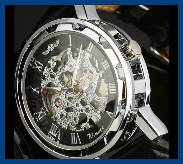 40◇新品・未使用◇機械式腕時計黒 クロノグラフ アンティーク正規品