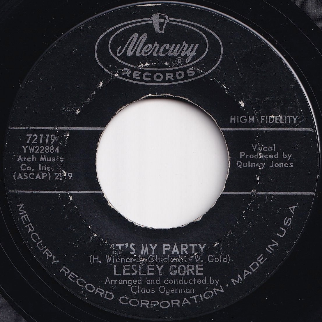 Lesley Gore It's My Party / Danny Mercury US 72119 205473 R&B R&R レコード 7インチ 45_画像1