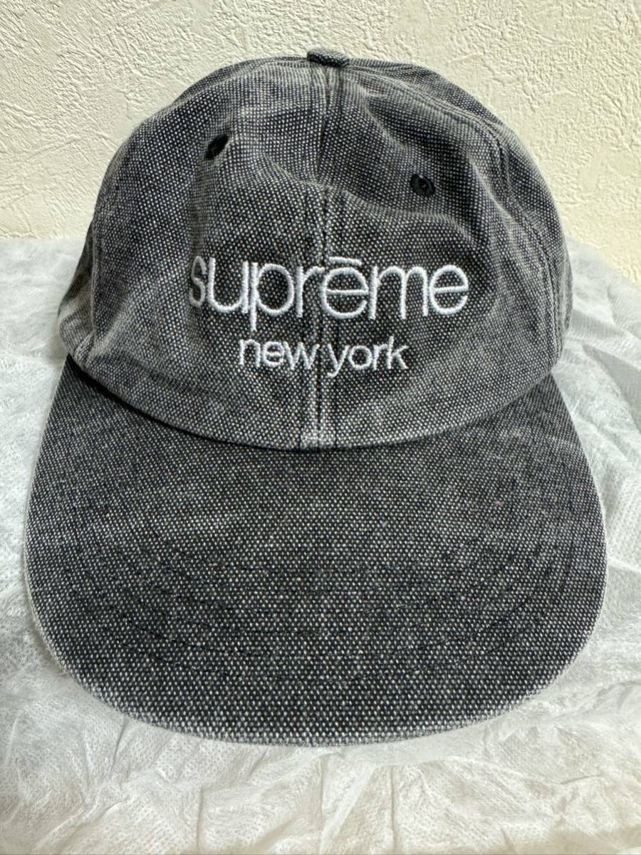 supreme new york Classic Logo usaシュプリーム ストーン ウォッシュ 加工 パネル グレー オーバー ダイ キャップ 帽子_画像1