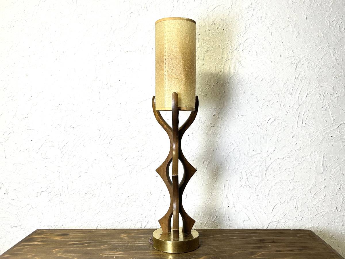  Vintage 60\'s wood table lamp USA Mid-century american Vintage wood lamp shade lamp wooden modern lighting 