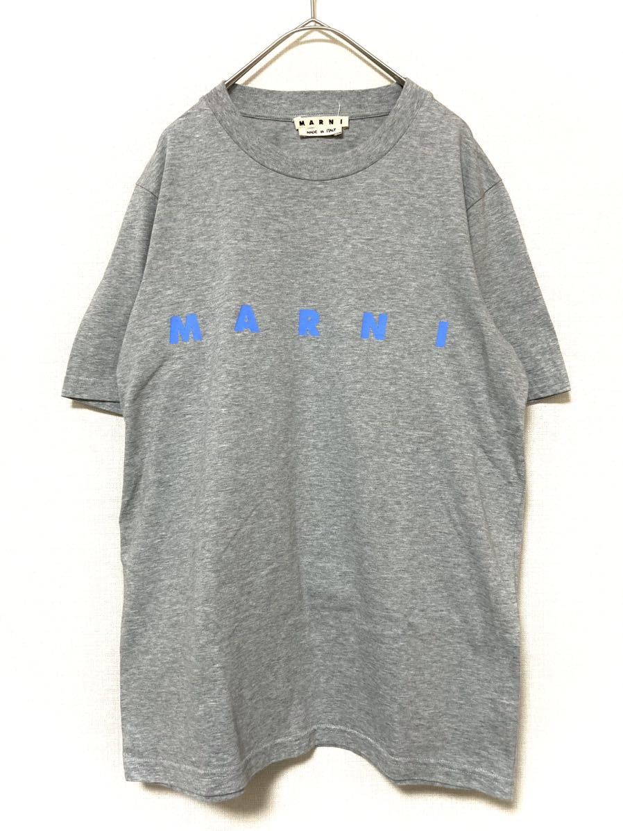 マルニ marni ロゴ プリント 半袖 tシャツ メンズ ハーフスリーブ トップス 44 カットソー グレー コットン クルーネックの画像1
