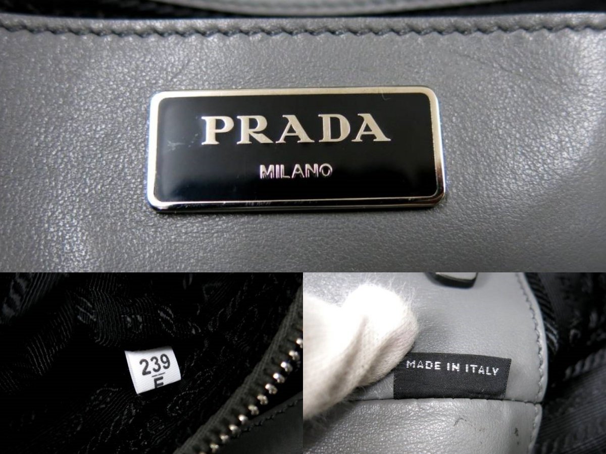 ●超美品●PRADA プラダ●カーフ レザー 本革●2way ショルダー トート バッグ●グレー●SV金具●斜め掛け●A4 収納●書類 かばん●Js43243_画像9