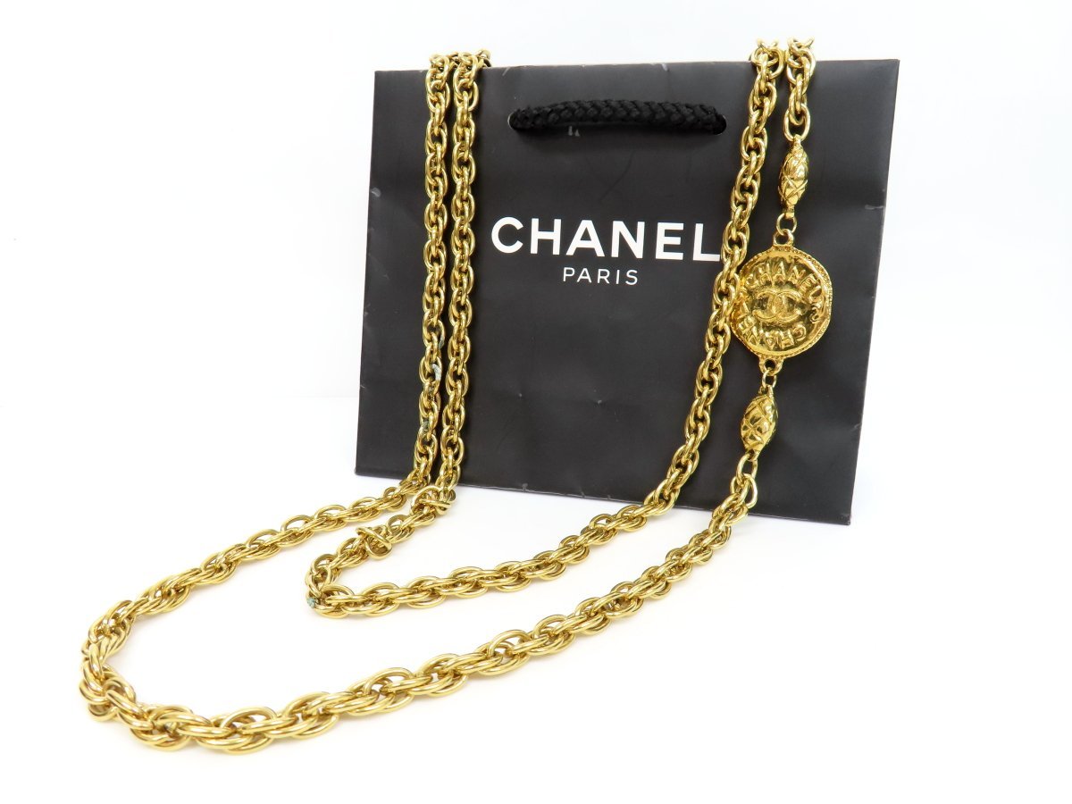 ◆超美品◆CHANEL シャネル◆ココマーク ココメダル◆ロング ネックレス◆ゴールド GP◆ヴィンテージ◆アクセサリー◆２連◆A3761_画像4