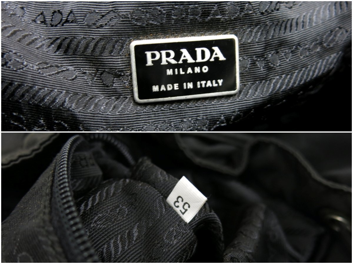 ◆PRADA プラダ◆ナイロン ラム レザー 本革◆リュック サック バックパック◆ブラック シルバー金具◆イタリア製◆ヴィンテージ◆A3722_画像10