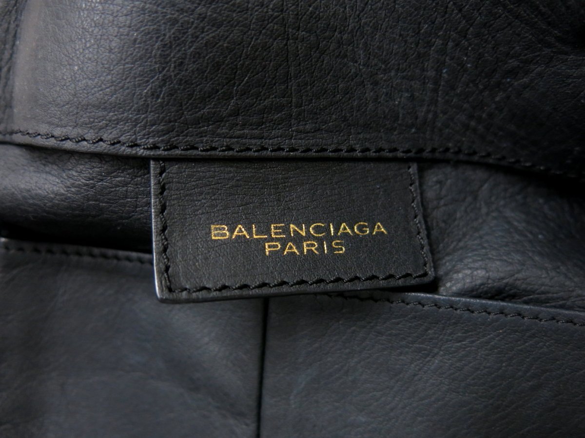 ●超美品●BALENCIAGA バレンシアガ●ペーパー●カーフ レザー 本革●トート バッグ●黒●G金具●肩掛け●A4 収納●書類 かばん●Js43498_画像9