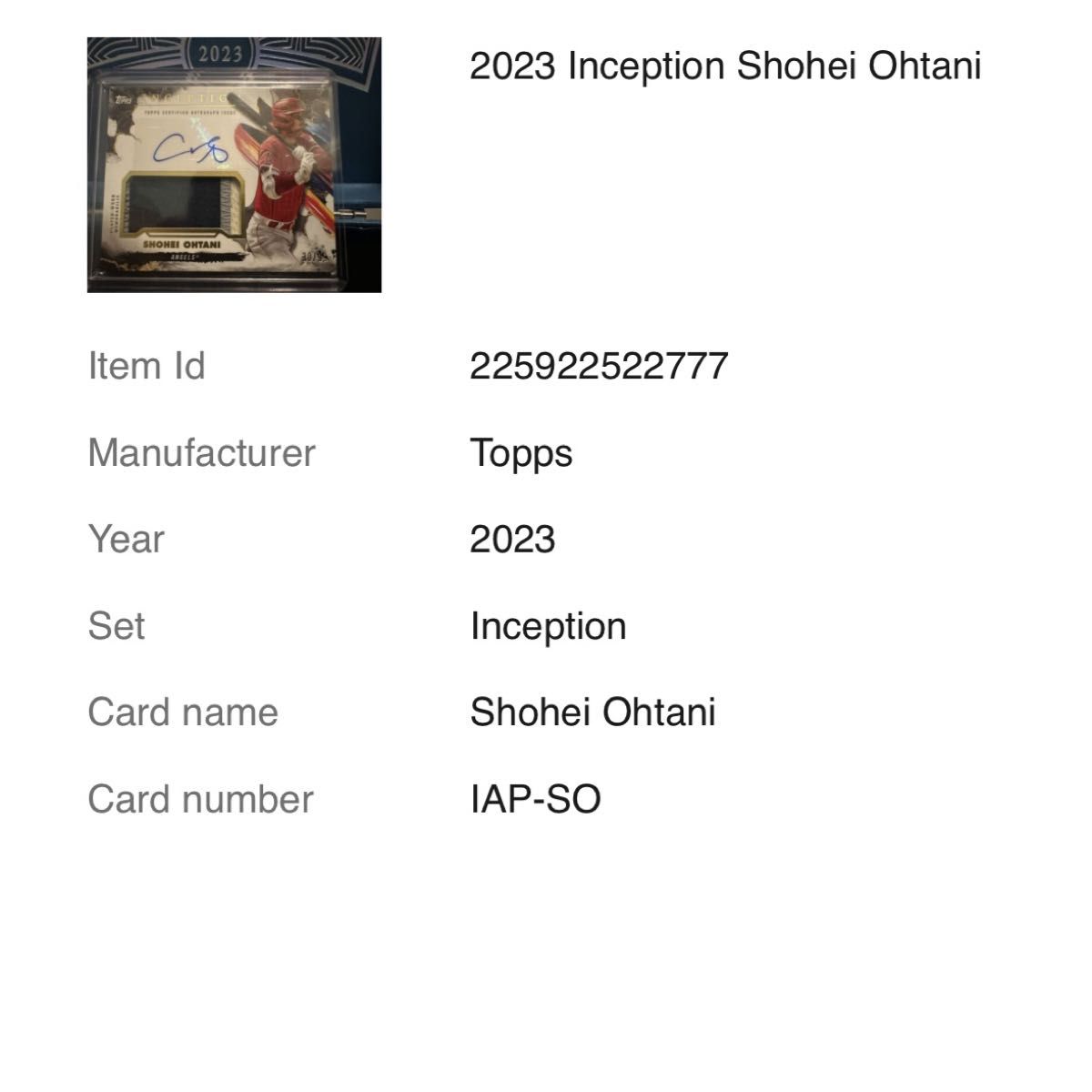 2023 Topps INCEPTION ドジャース 大谷翔平 直筆サイン カード トップス WBC 世界99枚限定 値下げ不可