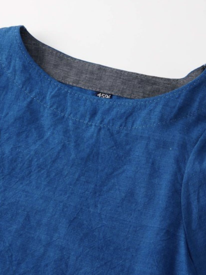 45R 45rpm インディゴ シャツ　ブラウス　藍染　シャツ　ブラウス　藍染めカディシャツダックのブラウス_画像4