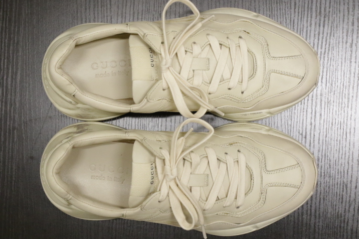 12.5 десять тысяч иен толщина низ 5 см UP Gucci Logo кожа dado спортивные туфли свет nGUCCI RHYTON Vintage обработка обувь кожа обувь мужской 6 (25.0)