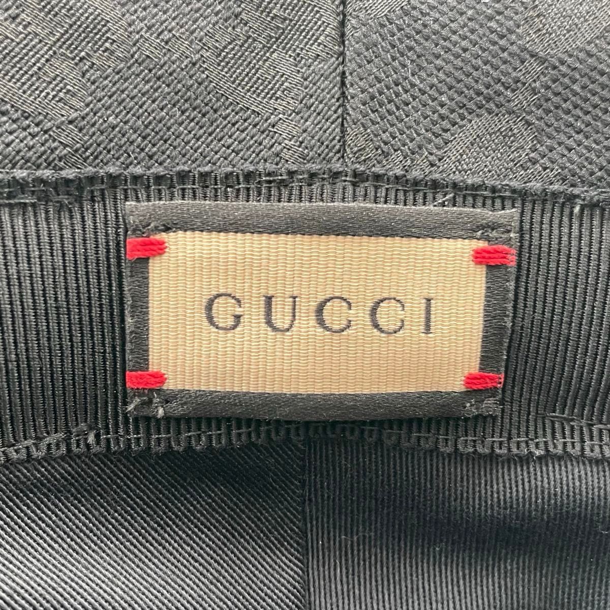 GUCCI コットン×ポリエステル GGキャンバス S/57 バケットハット グッチ 帽子 黒 ブラック ダブルG