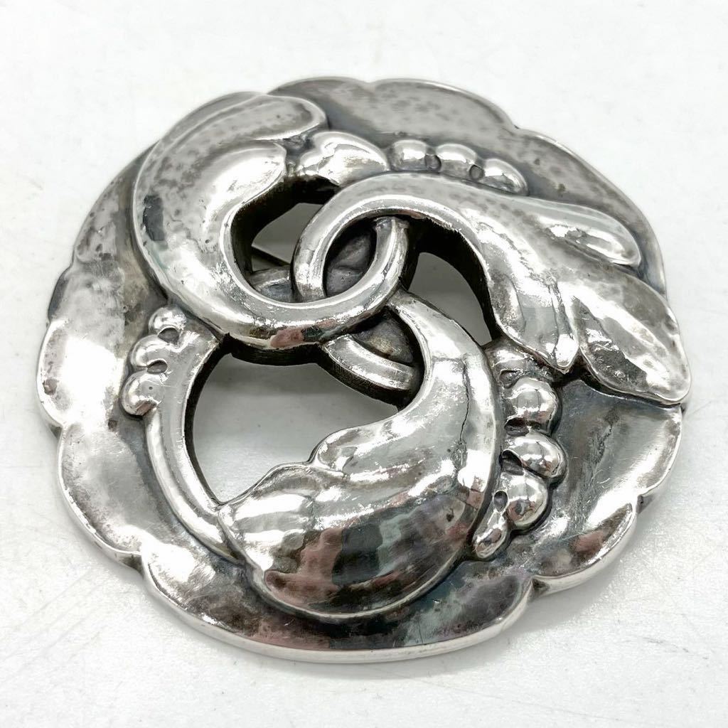 ■Georg Jensen(ジョージ ジェンセン)リーフモチーフブローチ■j 約17.0g Denmark 20 broach jewelry accessory silver 925 DB0_画像1