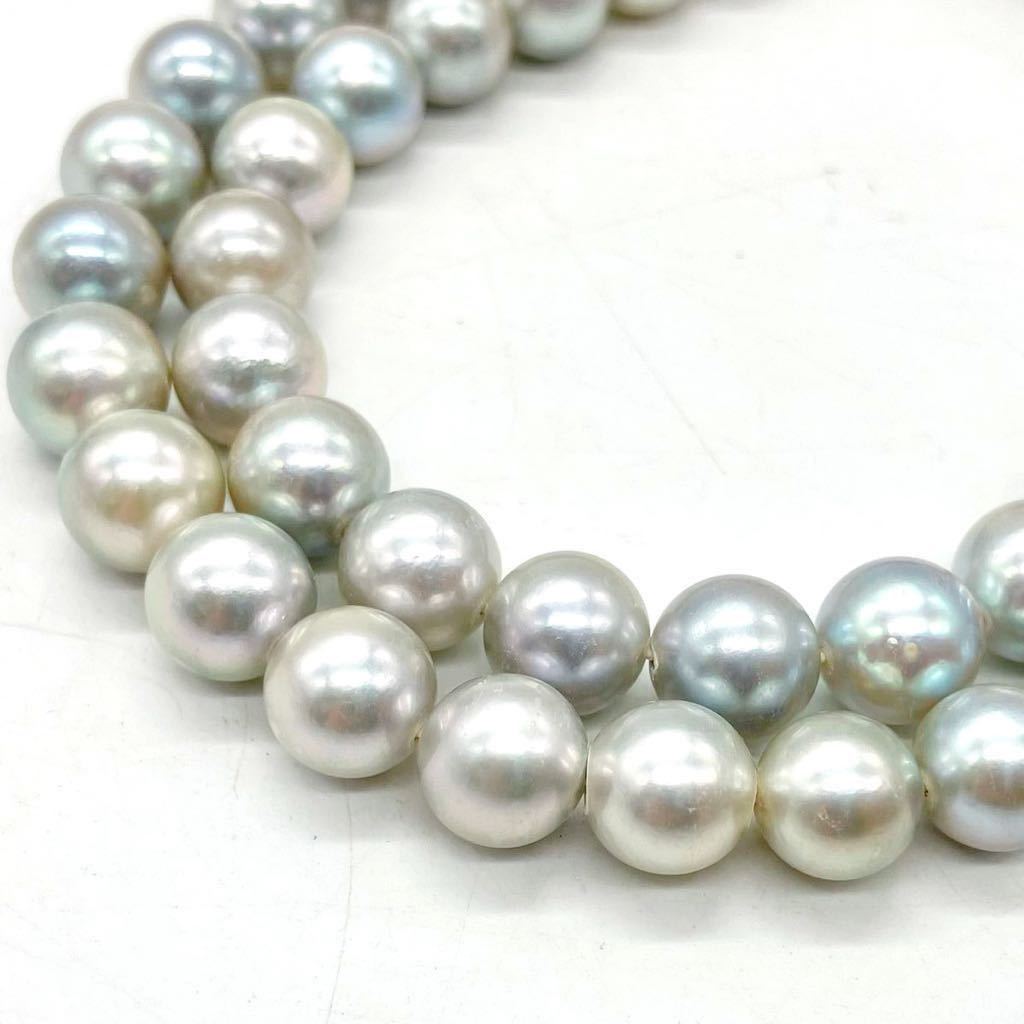 大珠!!■アコヤ本真珠ネックレス■j 約39.0g 約7.5~8.0mm バロック パール pearl necklace accessory jewelry EB0_画像3
