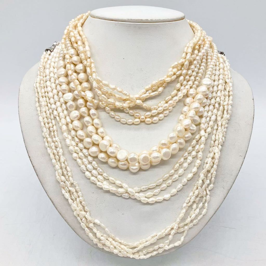 ■淡水パールネックレス5点おまとめ■j 約204.0g 真珠 ケシ バロック ベビー pearl Pearl necklace jewelry silver DA0 ④_画像1