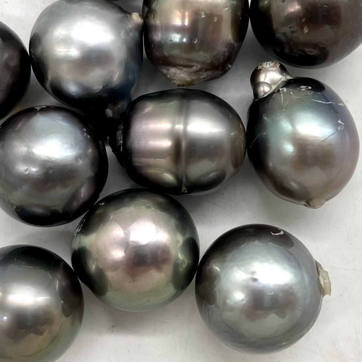 ■南洋黒蝶真珠11点おまとめ■j 約50g 約14.0~18.5mm 黒真珠 パール pearl necklace accessory ジュエリー jewelry 裸石_画像7