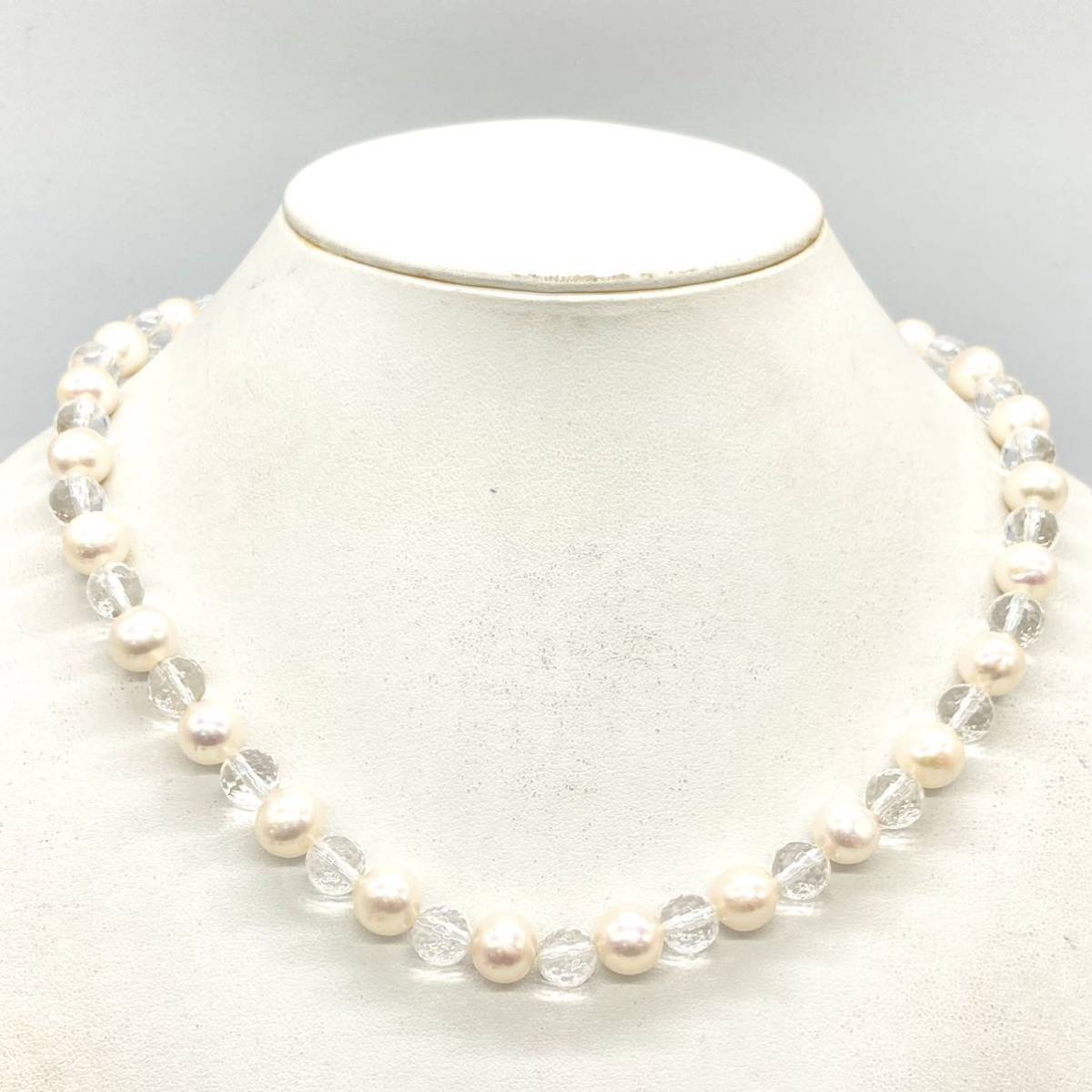 ■本真珠ネックレス■j約50.5g 真珠 ネックレスPearl pearl necklace 淡水 アクセサリーaccessory jewelry silver EA0