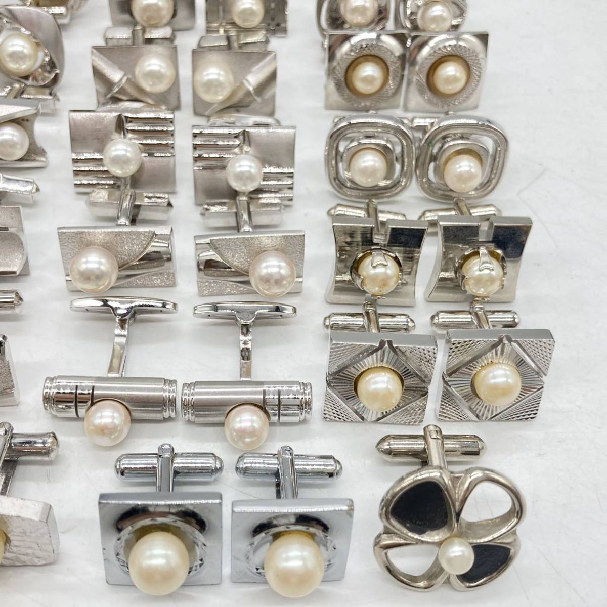■パールカフスおまとめ■j約444.5g アコヤ あこや 真珠 イミテーション ベビーパール earring 紳士 メンズ accessory silver CE0 _画像5