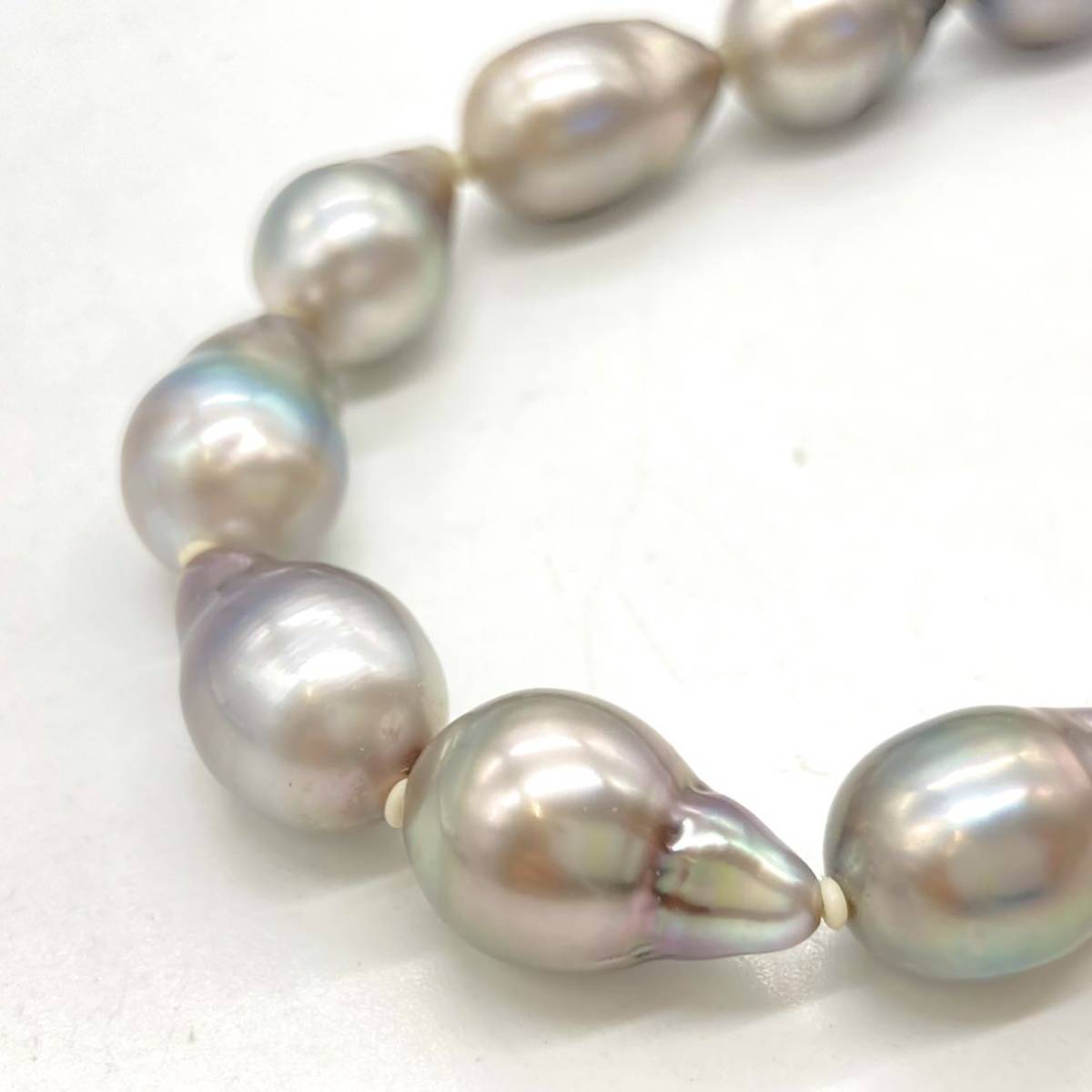 ■南洋黒蝶真珠ネックレス3点おまとめ■j約144g 約45.5〜46cm 8~11.5mm珠 パール pearl ジュエリーjewelry necklace DE0_画像4