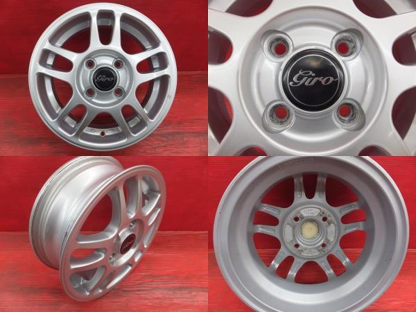 中古ホイール 新品夏タイヤセット 海外製 ロードストン 155/65R13 社外アルミ GIRO 13インチ 軽自動車 ゼスト モコ パレット ミラなど_画像4