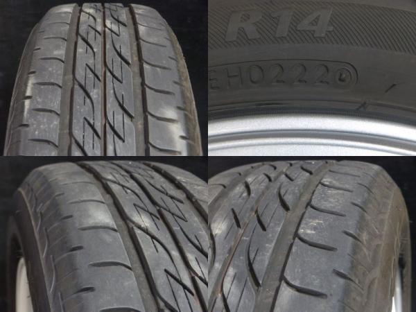 中古セット 155/65R14 22年製 ブリヂストン ネクストリー TYPE L ダイハツ 純正 ホイール 4.5J-14 4H 100 +45 ミライース ムーヴ 白河_画像8