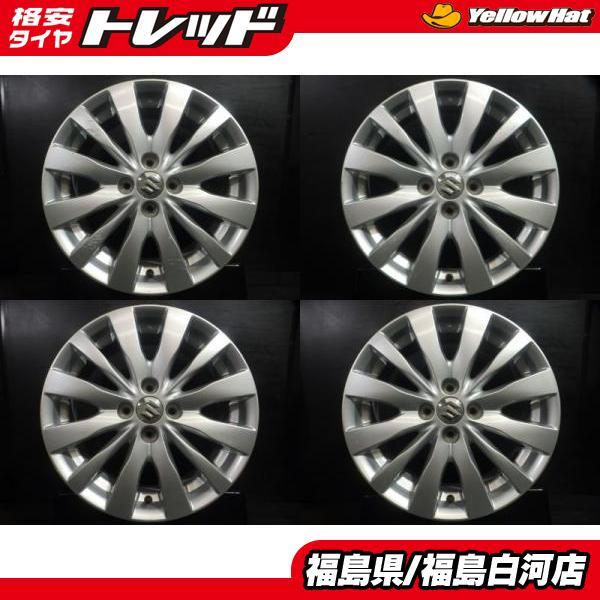 16インチ 4本 スズキ スイフト 純正 ホイール 6.0J 4H 100 +45 シルバー 流用 軽自動車 ノーマル アルミ 単品 ZC72 白河_画像1