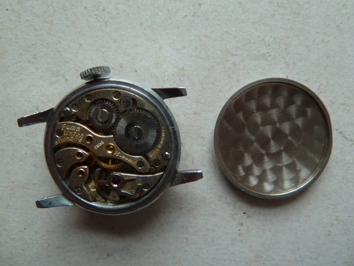 古い　PUMA　プーマ　手巻き　スモセコ　15石　腕時計　稼働品_画像7