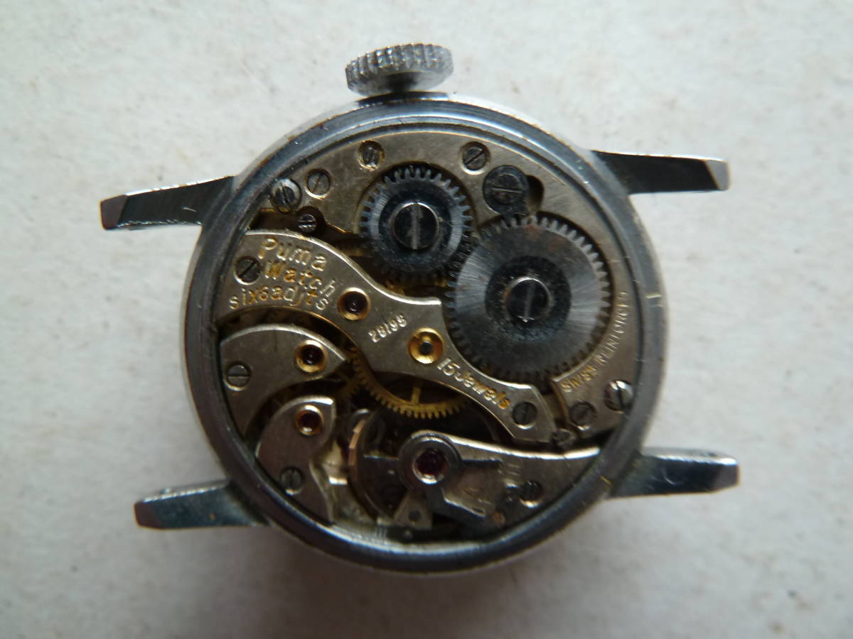 古い　PUMA　プーマ　手巻き　スモセコ　15石　腕時計　稼働品_画像8