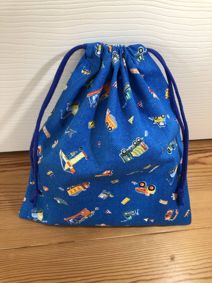.. car blue lunch sack hand made 