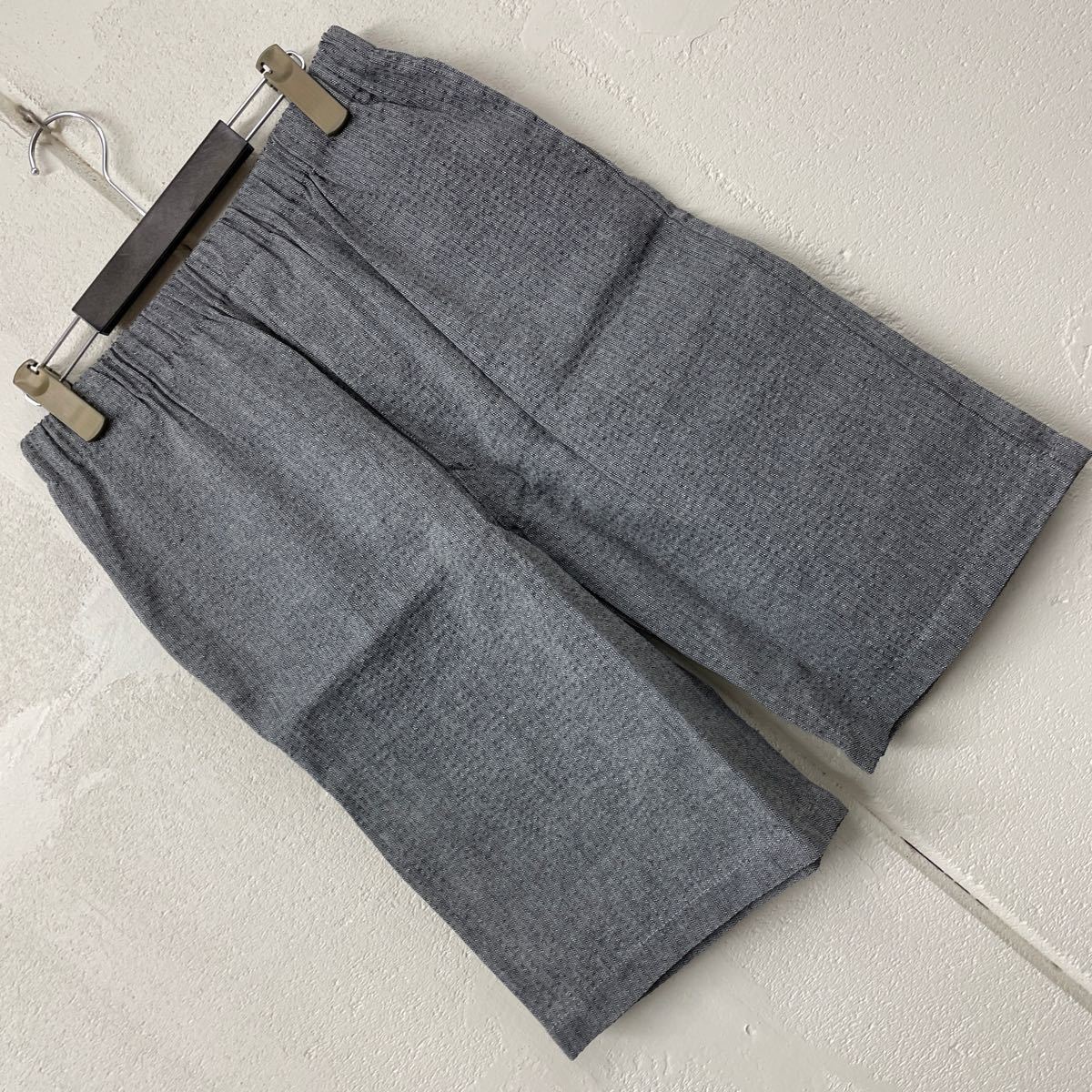  with translation L size men's cotton 100%... weave jinbei top and bottom set gray 