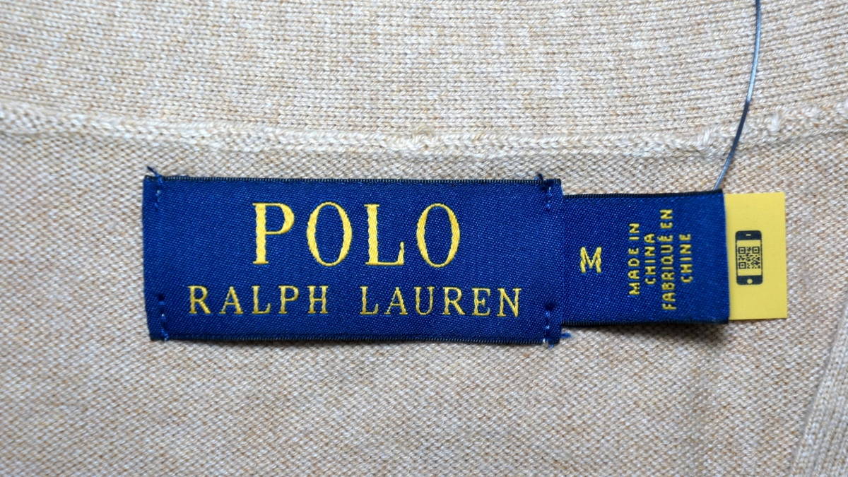 【新品】ラルフローレン ■ コットンカーディガン ■ メンズ M~L / US M ■ ライトブラウン キャメル POLO RALPH LAUREN 正規品_画像3