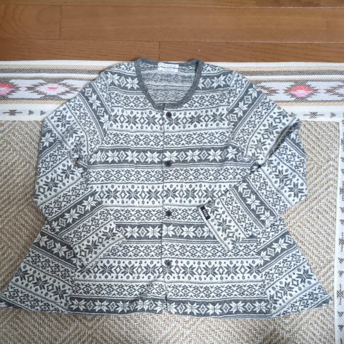 FITH/fis* gray Northern Europe pattern knitted cardigan 130cm