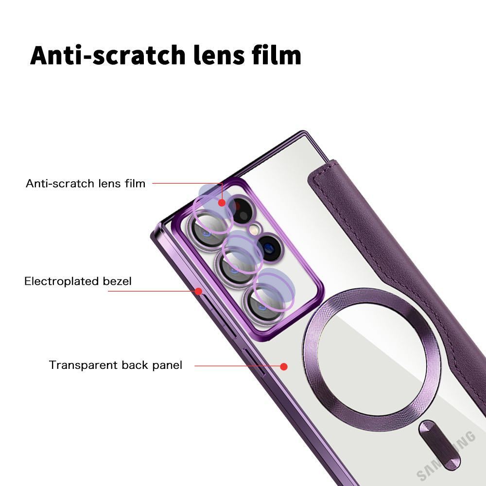 即決Galaxy S23 ultra ケース SC-52D SCG20 手帳型 MagSafe対応 クリア ギャラクシー s23 ウルトラ ケース 格子柄 ゴージャス カード収納の画像5