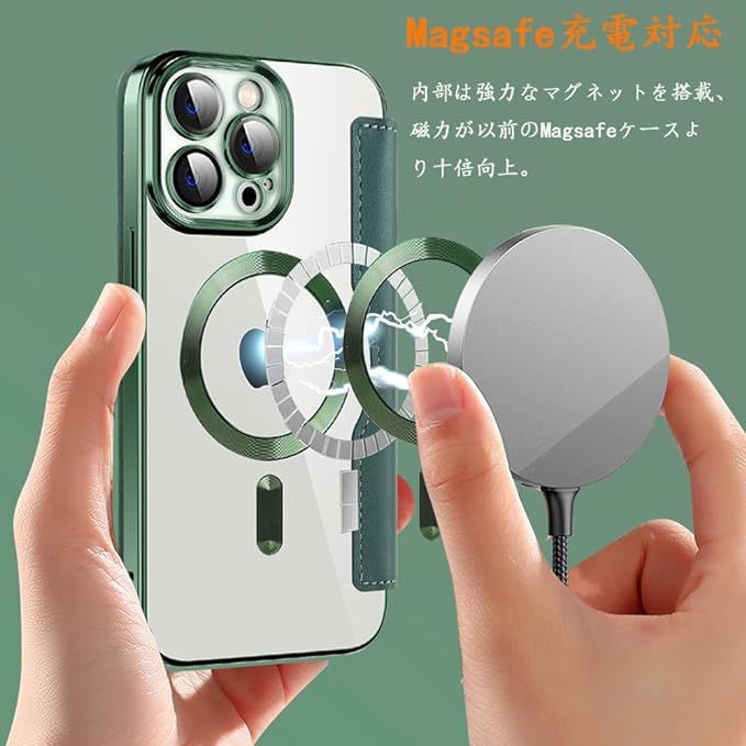 ◆iPhone 15 pro max ケース 手帳型 magsafe対応背面 透明 クリア PU革 レザー マグセーフ カード入れ アイフォン15 プロ マックス ケース_画像3