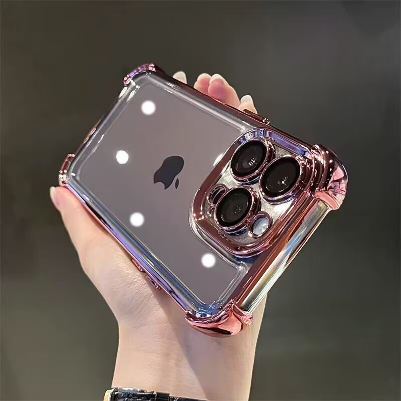 即決◆iPhone 15 pro クリアケース アイフォン15 プロ ケース iPhone 15 pro カバー 透明 メッキ加工 耐衝撃 レンズ保護
