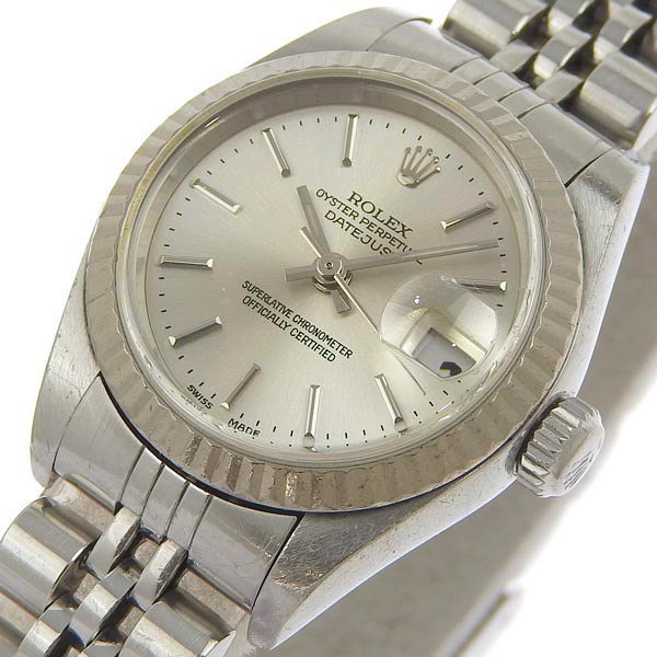 1円 稼働 ロレックス ROLEX 79174 F番 自動巻き デイトジャスト シルバー文字盤 SS/WG×SS/WG レディース 腕時計_画像3