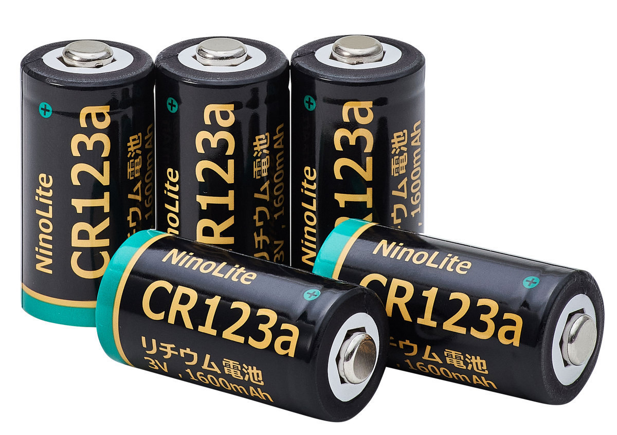 5個セット NinoLite CR123a リチウム電池 大容量1600ｍAh スマートロック 電動玄関ロック ヘッドライト 観測器 フィルムカメラ 等_画像1
