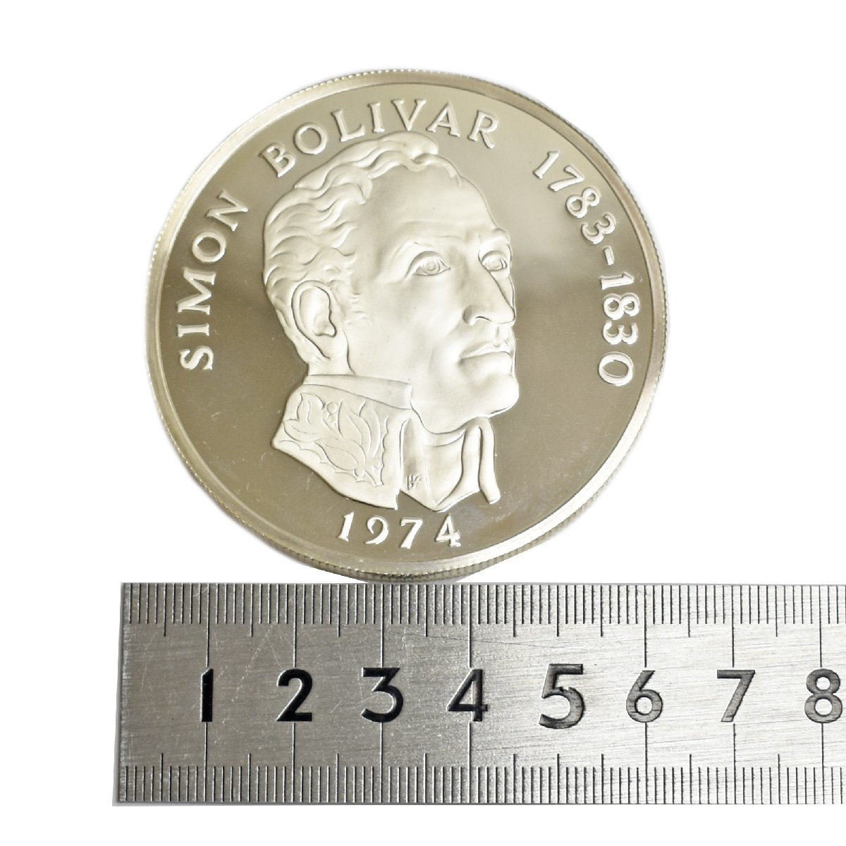 20バルボア銀貨　1974　PANAMA　20　BALBOAS　COIN　パナマ共和国　シモンボリバル　重さ約131g【中古】_画像10