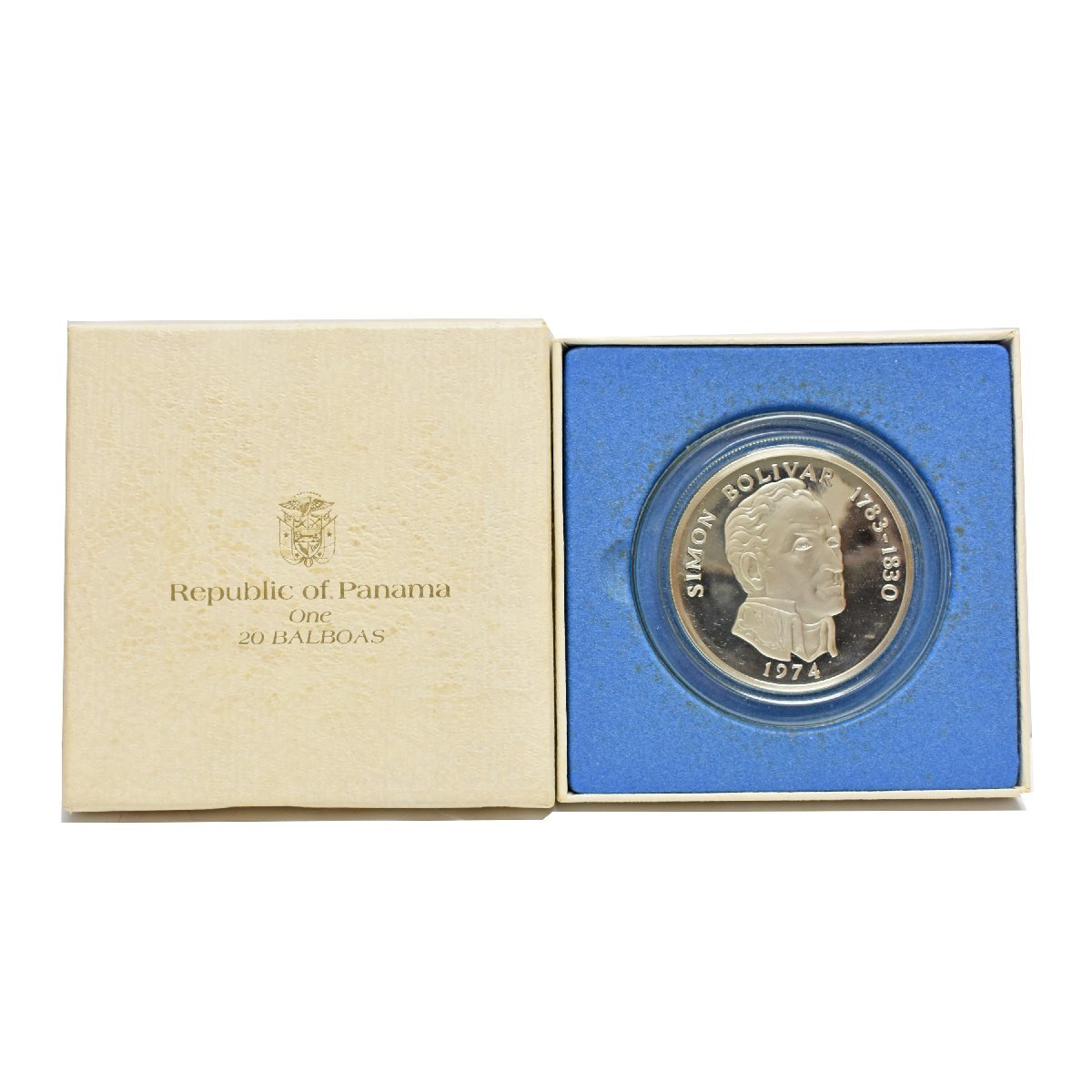 20バルボア銀貨　1974　PANAMA　20　BALBOAS　COIN　パナマ共和国　シモンボリバル　重さ約131g【中古】_画像3