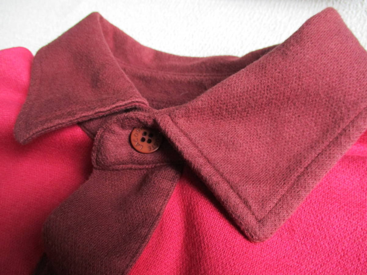 エルボーパッチ★ 4 ラコステ★ 長袖薄手スウェットポロシャツ★ 日本製 ピンク系の画像3