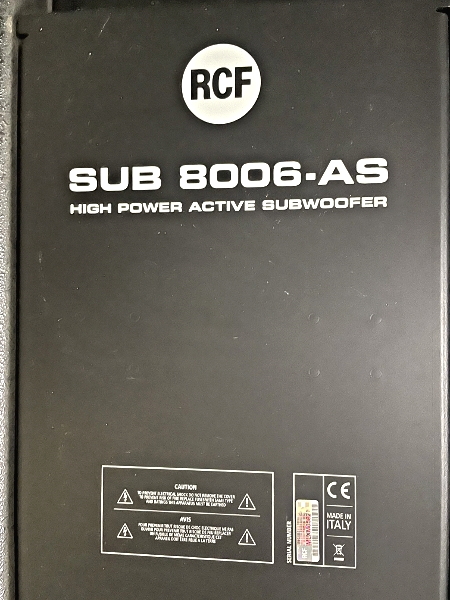  condition excellent RCF speaker SUB 8006-AS subwoofer pair 2 pcs. set 2500W RMS power amplifier built-in 