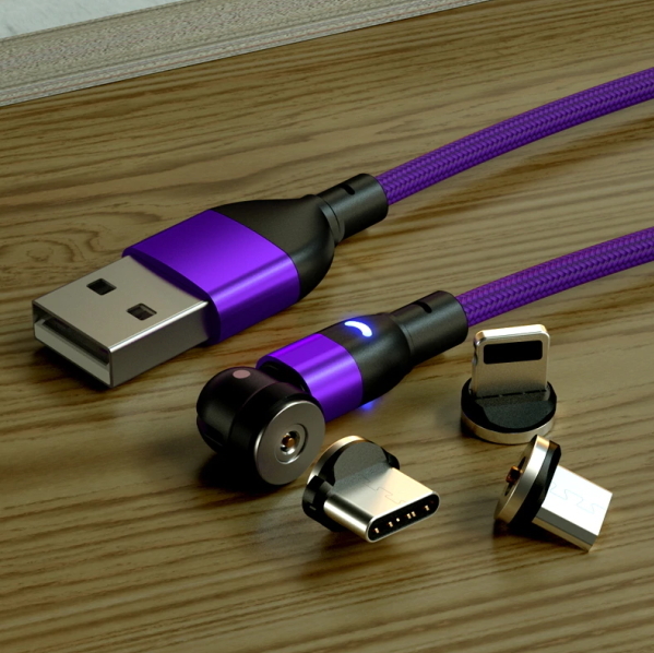 ★選択自由 マグネット式充電ケーブル2m×2本 端子2個セット 540度回転 Micro USB Type-C Iphone ライトニング 磁気 磁石 防塵 着脱式_画像7