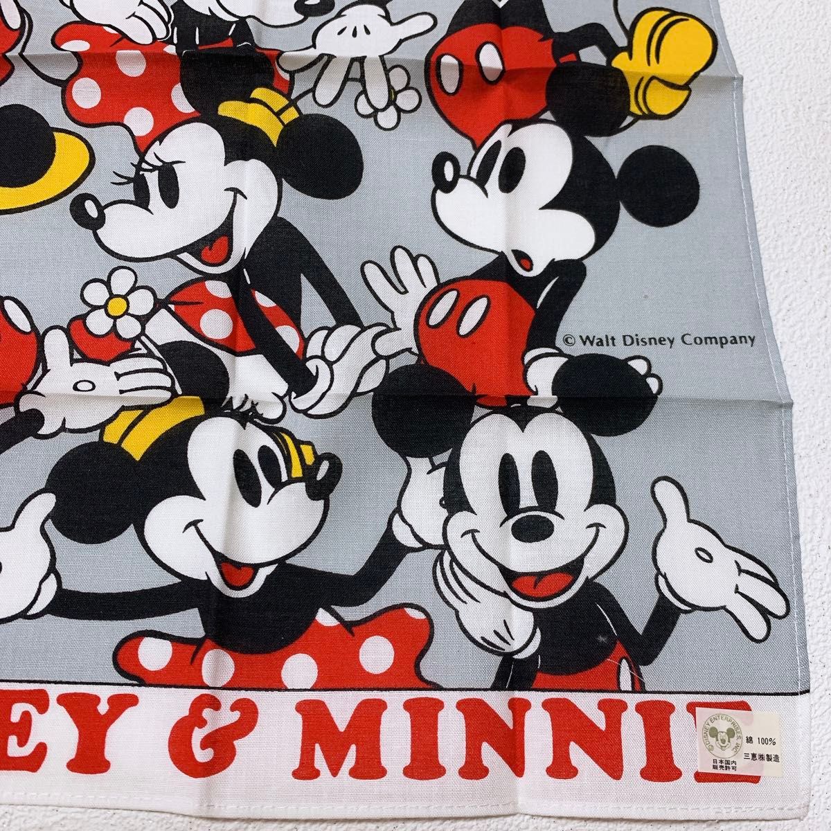 【新品】ミッキー&ミニー　 ハンカチ Disneyディズニー レトロ ビンテージ