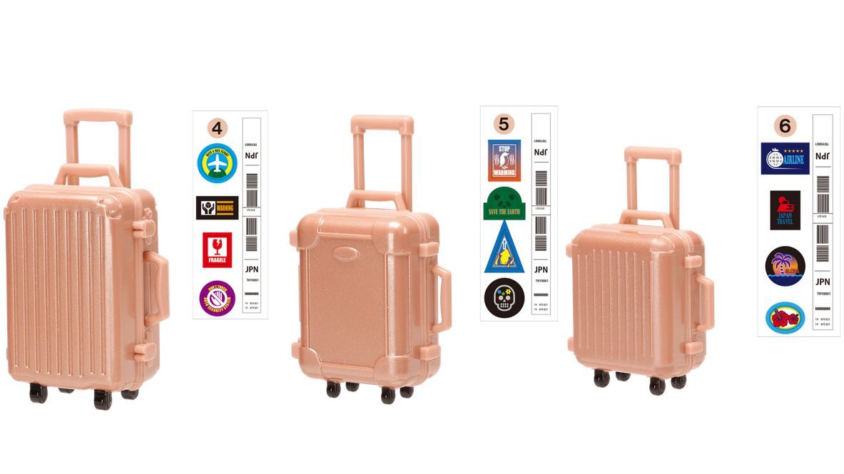 【即決】 　 スーツケースピンクゴールドL、M、S３種セット　スーツケース　tarlin　ガチャ ミニチュア　_画像1