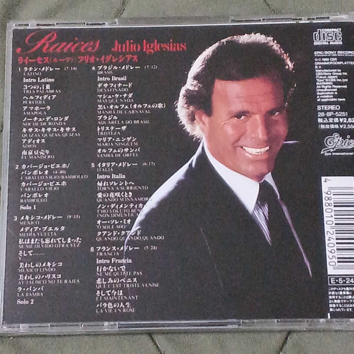 国内盤CD◆フリオ・イグレシアス/ Julio Iglesias◆1989年『ライーセス(ルーツ）/ Raise』スペインの至宝_画像2