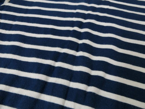 (26708)セラフ seraph ボーダーカットソー　Tシャツ　半袖　ブルー×ホワイト系　120㎝　USED_神経質な方の入札はご遠慮ください。